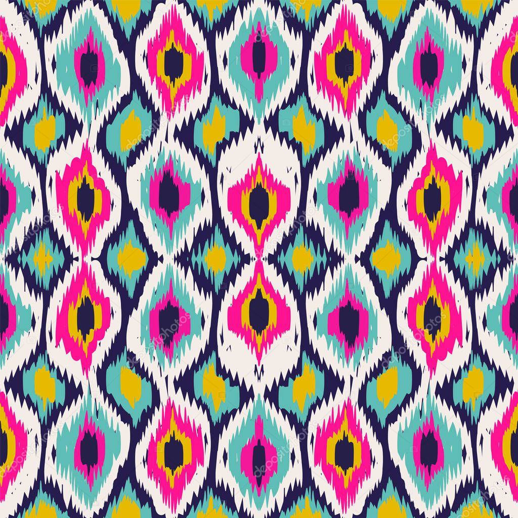 Yellow Psychedelic Tie Dye Vector Seamless Pattern