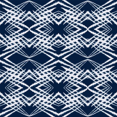 Indigo Shibori Abstract Vector Seamless Pattern. 
