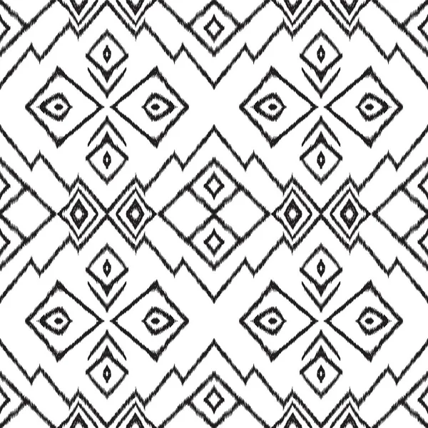 Black and White Tribal Vector Seamless Pattern. — Stockvector