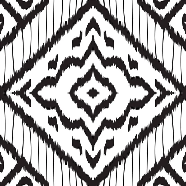 黒と白のイカットベクターシームレスパターン. — ストックベクタ