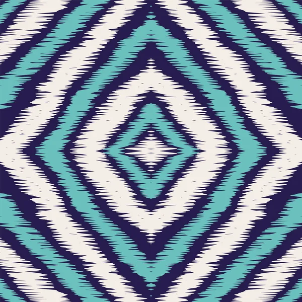 Patrón azul Boho alfombra Vector sin costura. Estampado Bohemio Ikat Navajo. Japón raya fondo de pantalla. Patrón azul Chevron étnico Vector sin costura — Vector de stock