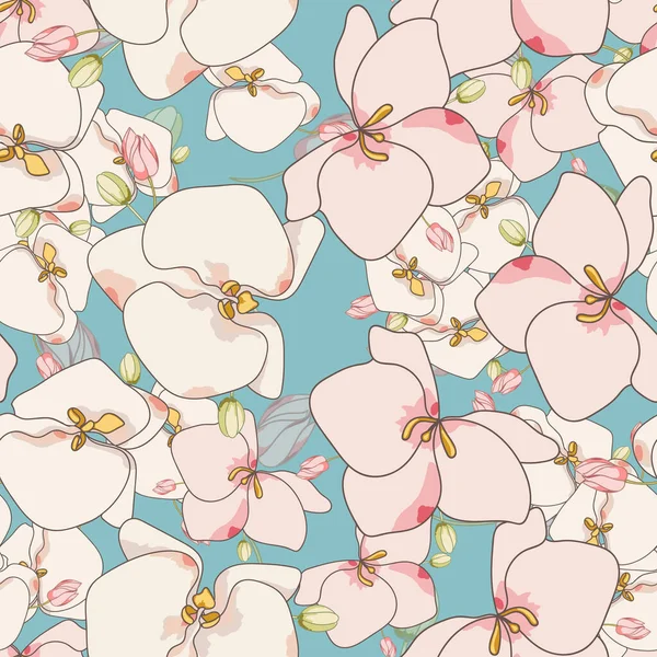 Pink Flowers Tropical Vector Seamless Pattern. — 스톡 벡터