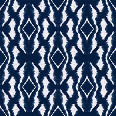 Jeans Shibori Çizgili Vektör Kusursuz Desen. 