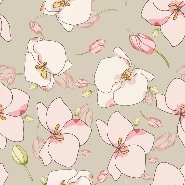 Patrón sin costura de vectores textiles de flor blanca . — Vector de stock