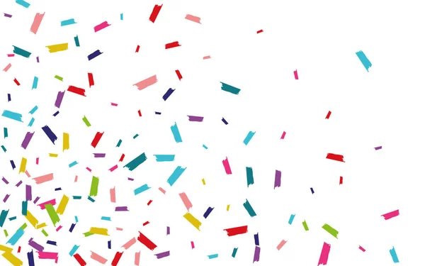 Rainbow Happy Confetti Invitation 의 약자입니다. 스 플 래쉬 포스트 카드. 먼지 날기 카드. 색정 (色) 무늬. — 스톡 벡터