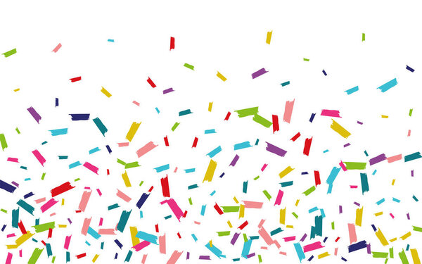 Rainbow Effect Confetti Illustration. Dust Invitation. Round Vector Illustration. Rainbow Flying Pattern.