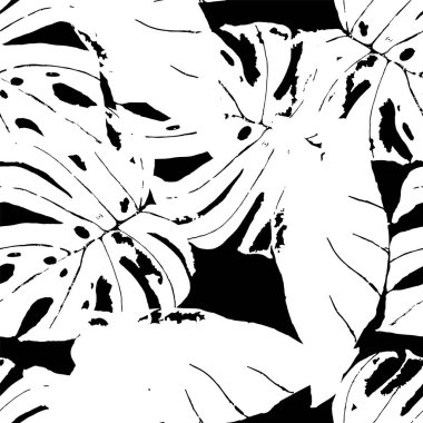 Kara Bitki Kumaş Vektörü Kusursuz Desen. Avuç 