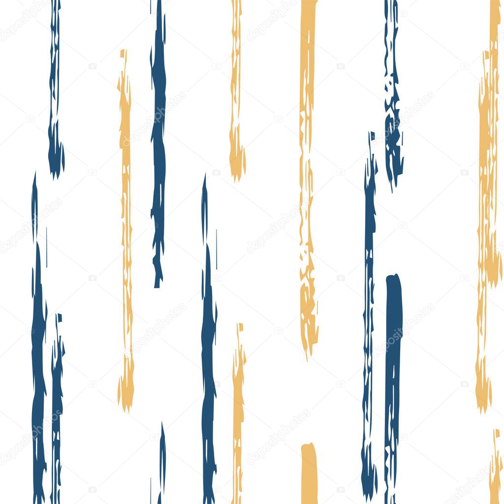 Blue Graphic Line Vector Seamless Pattern. Paint 