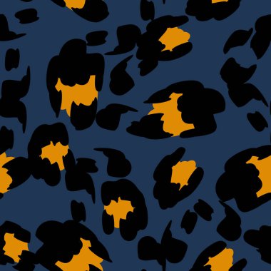 Sarı Panter Vektörü Kusursuz Desensiz Mavi 