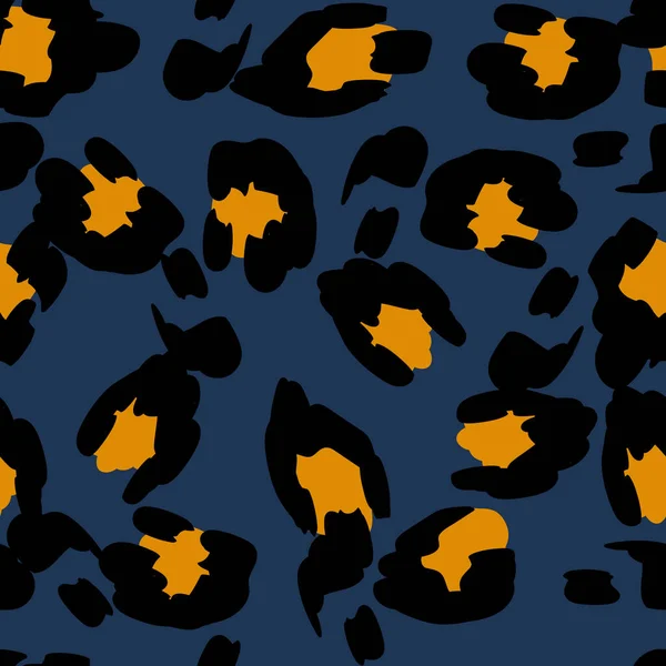 Geel Cheetah Vector naadloos patroon Blauw — Stockvector
