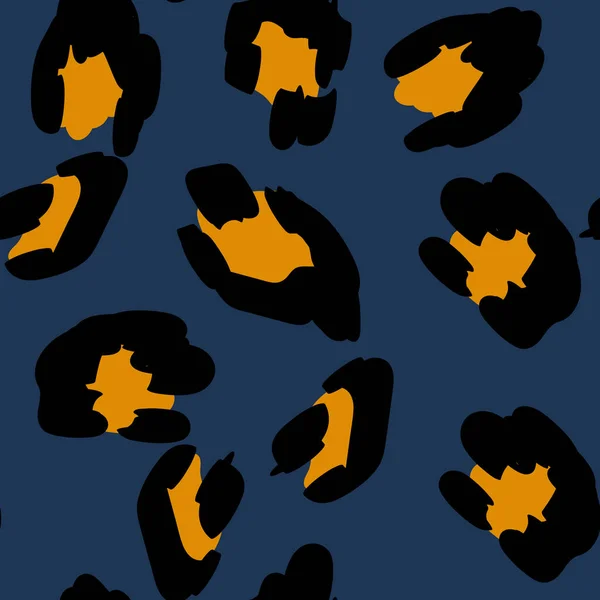 Ochre Cheetah vecteur motif sans couture bleu — Image vectorielle