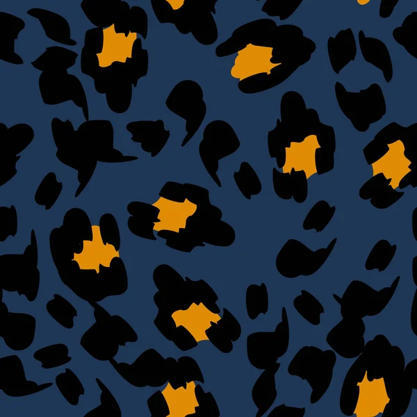 Jaune Jaguar Vector Seamless Pattern Bleu — Image vectorielle