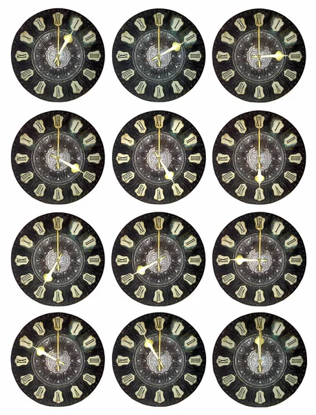 Vecchio orologio con numeri romani — Foto Stock