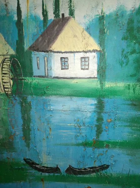 Rural house by the pond
