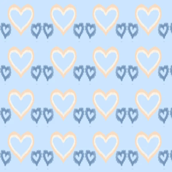 Sevgililer Günü Deseni Mavi Arkaplanda Pembe Suluboya Kalpler — Stok fotoğraf