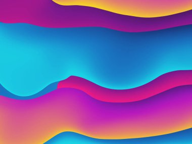 Mavi, pembe, mor. Su gibi akan şekilleri olan soyut sarı bir zemin. Broşür, broşür, broşür, web sitesi tasarımı için