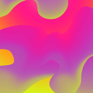 Mavi, pembe, mor. Su gibi akan şekilleri olan soyut sarı bir zemin. Broşür, broşür, broşür, web sitesi tasarımı için