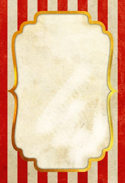 古色古香的马戏团海报空白的背景 马戏团海报与一个古老的纸框奢侈的金色边缘条纹图案 在完美的复古风格 用于节庆 生日聚会 — 图库照片#