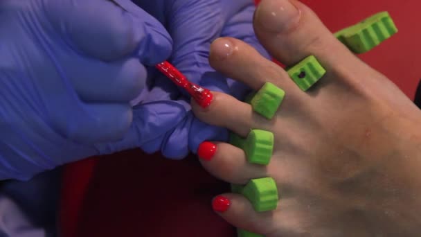 Donna Che Una Manicure Unghie Salone Bellezza Con Una Vista — Video Stock