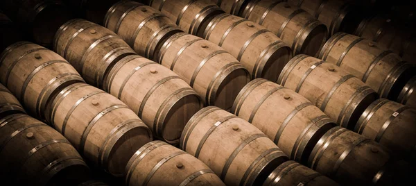 Barrels in Wine Cellar-Bordeaux Wineyard — Stock Photo, Image