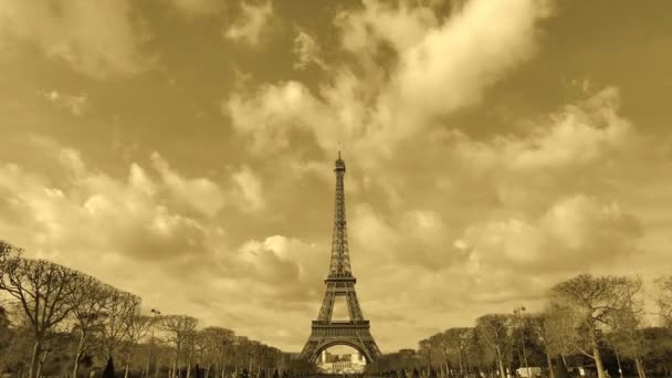 Eiffel-tornet-Paris-Frankrike-Time Lapse, Europa — Stockvideo