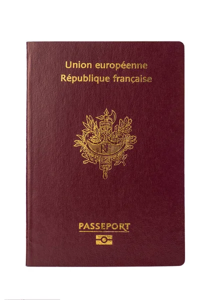 Beyaz arka planda Fransız pasaportu. — Stok fotoğraf