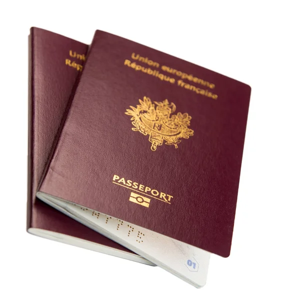 Beyaz bir arka plan üzerinde Fransız pasaportu — Stok fotoğraf