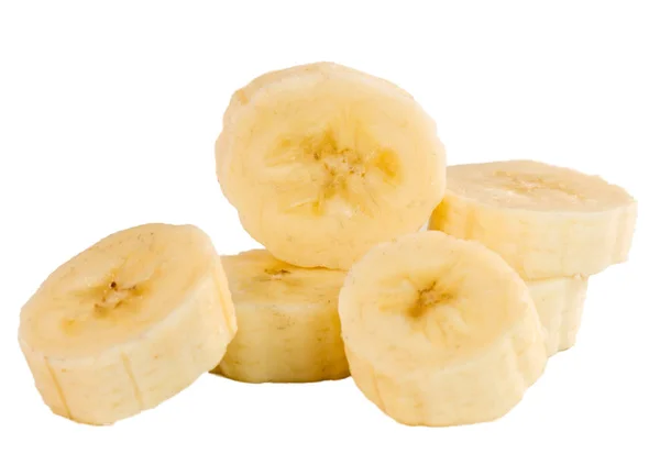 白い背景に隔離されたバナナスライス — ストック写真