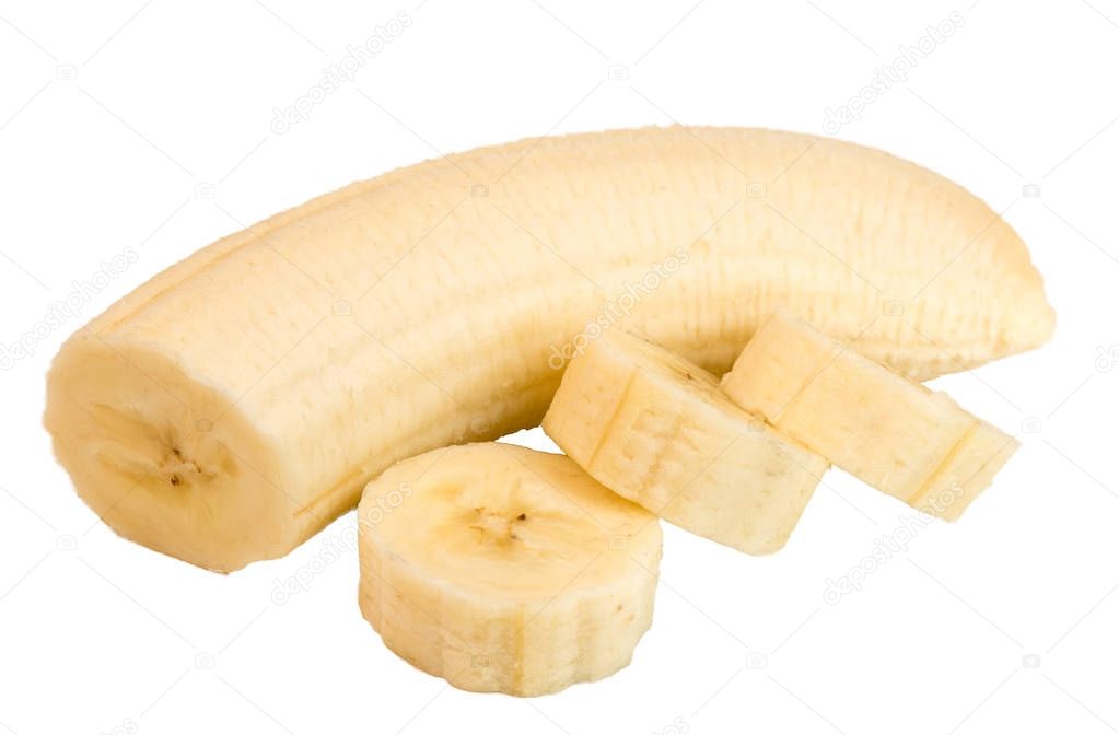 Banana slices isolated on a white background