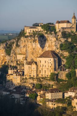 Rocamadour Köyü bir pitoresk UNESCO Dünya Miras Listesi Fransa gündoğumu