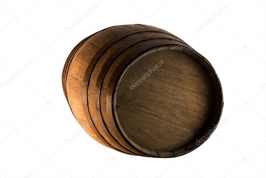 Wood barrel isolated on white background