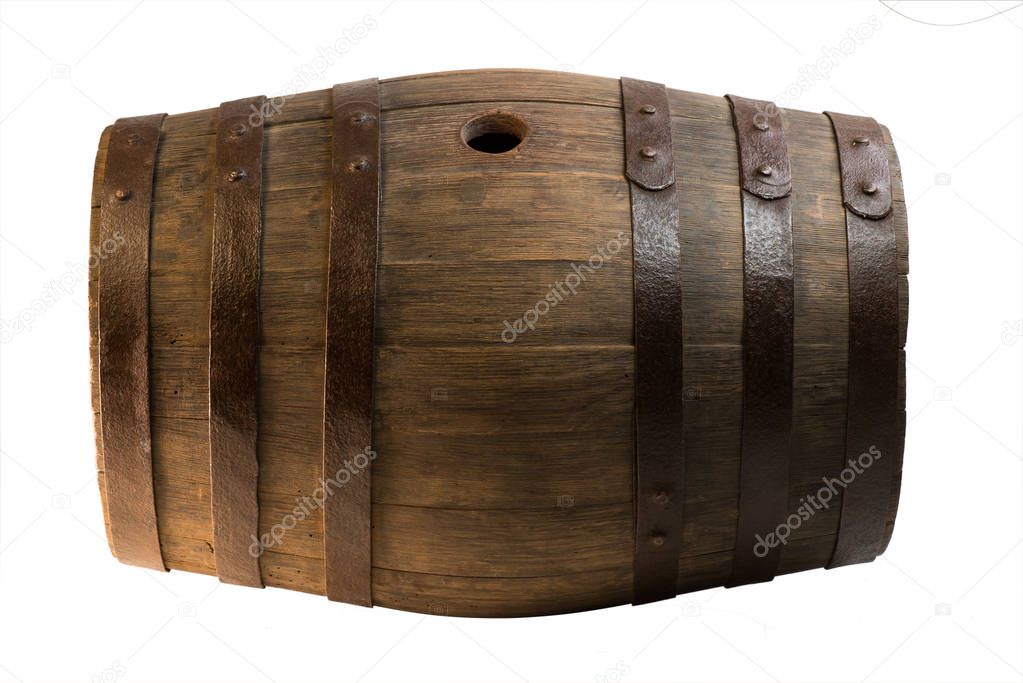 Wood barrel isolated on white background