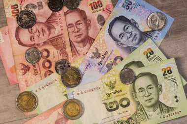 Tayland para banknot closeup arka plan, Tayland para iş için