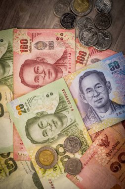 Tayland para banknot closeup arka plan, Tayland para iş için