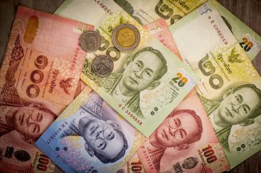 Tayland para banknot closeup arka plan, Tayland para iş için