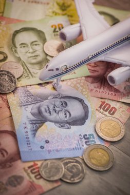 Tayland para banknot closeup arka plan, Tayland para iş için