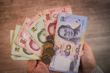 Tayland para banknot closeup arka plan, Tayland para iş için