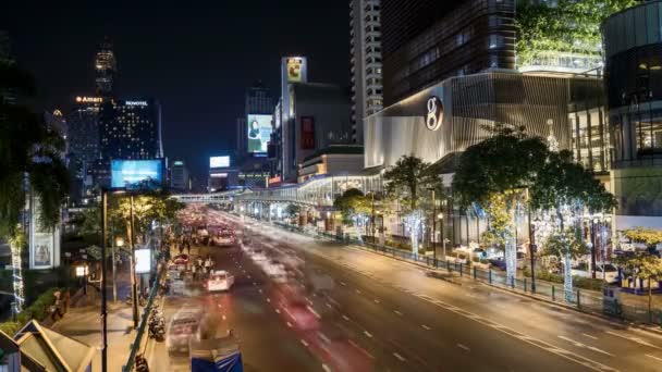 Bangkok op nacht timelapse, vervoer — Stockvideo