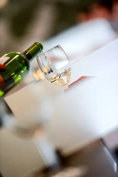 Tasting White Wine Pour Glass France — Stock Photo, Image