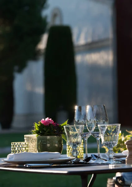 Gastronomy-Restaurant - Luxury -Terrace in summer - Vineyard Stock Image
