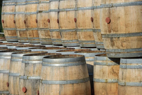 Storage Old Barrels Castle Bordeaux Vineyards France — Stock Photo, Image