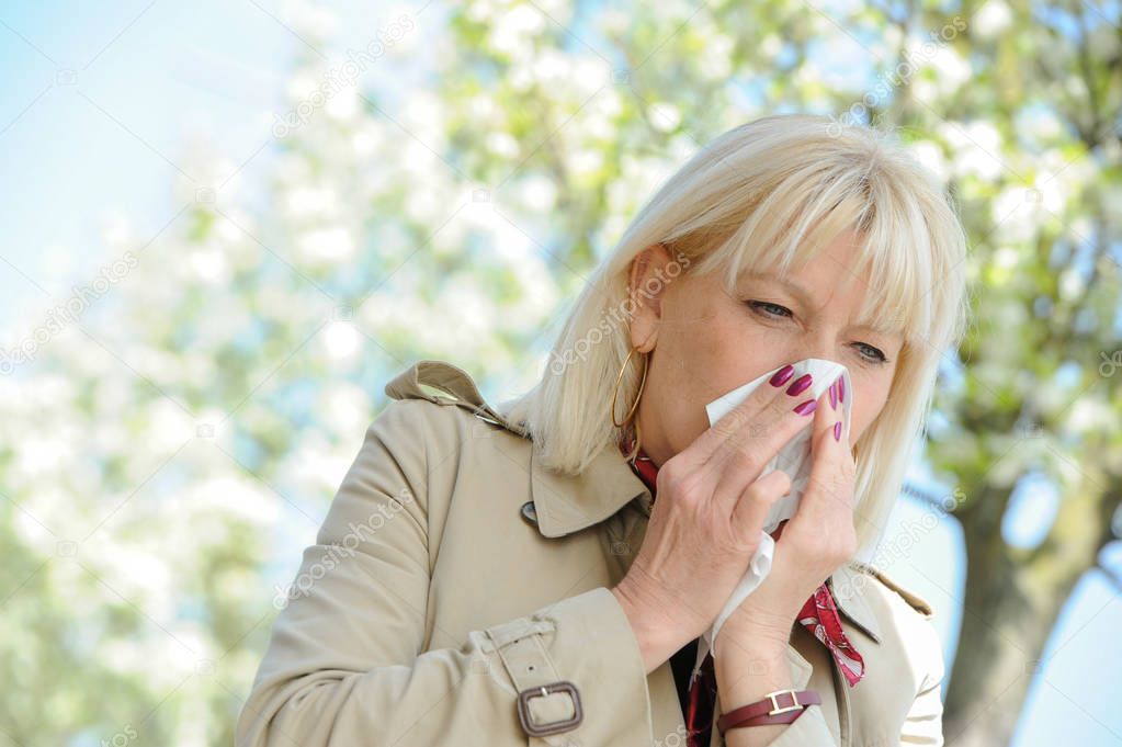Senior Woman Allergy Pollen
