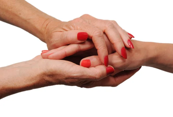 Hands of Senior mother and daughter — Stock Photo, Image