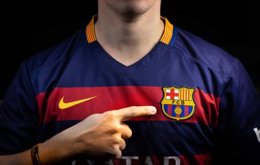 Fransa - 21 Ocak 2020. - Fc Barcelona, İspanyol futbol kulübü, formalı logo.