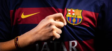 Fransa - 21 Ocak 2020. - Fc Barcelona, İspanyol futbol kulübü, formalı logo.