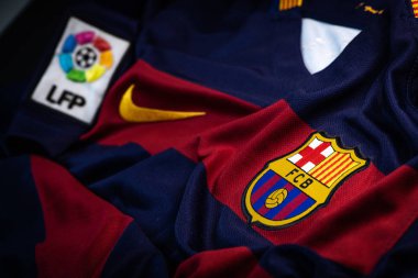 Fransa - 21 Ocak 2020. - Fc Barcelona, İspanyol futbol kulübü, formalı logo.