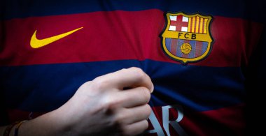 Fransa - 21 Ocak 2020. - Fc Barcelona, İspanyol futbol kulübü, formalı logo.
