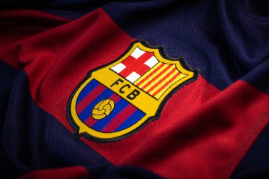 Fransa - 21 Ocak 2020. - Fc Barcelona, İspanyol futbol kulübü, formalı logo.