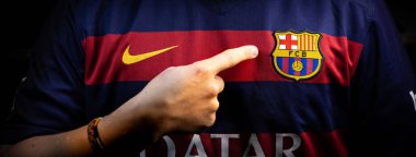 Fransa - 21 Ocak 2020. - Fc Barcelona, İspanyol futbol kulübü, formalı logo.
