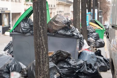 Paris, 4 Şubat 2020. Atık yakma alanlarının kapatılmasından sonra Paris 'te çöp birikmesi